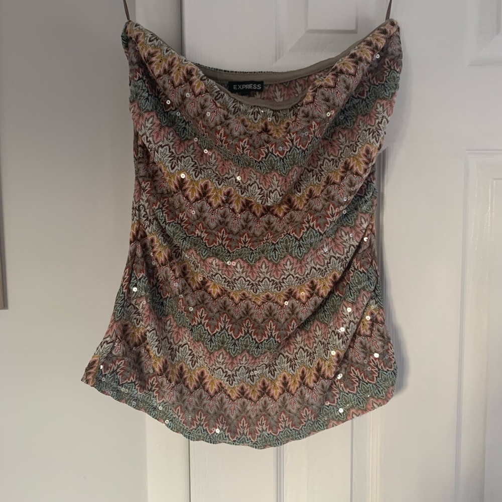 Express Patterned and Sequined Tube Top